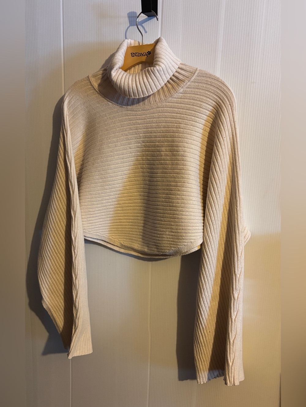 Free People Billie Cropped Mock Neck Ribbed Sweater Ivory medium/large